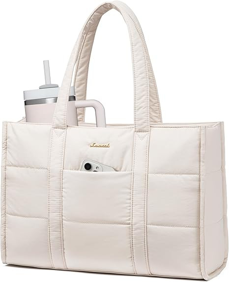 LOVEVOOK Laptop Bag for Women, Puffer Tote Bag for Work 15.6 Inch Large Computer Briefcase for Te... | Amazon (US)