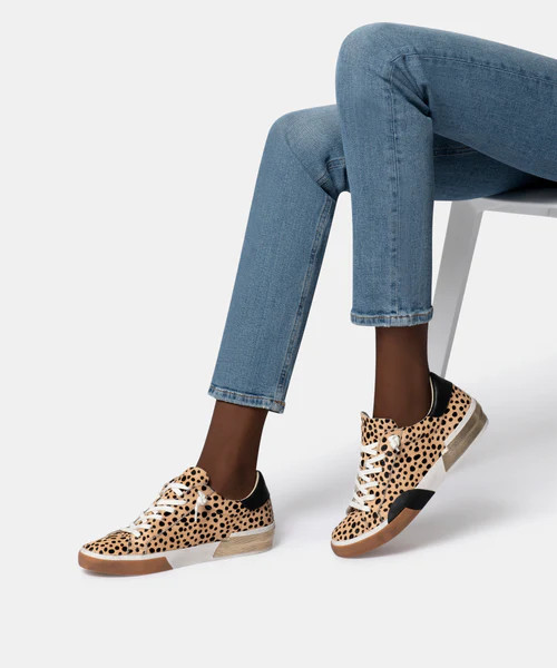 ZINA SNEAKERS IN LEOPARD CALF HAIR | DolceVita.com