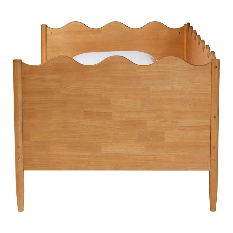 Baxton Studio Malaya Modern Oak Brown Wood Twin Daybed with Scalloped Edges | Walmart (US)