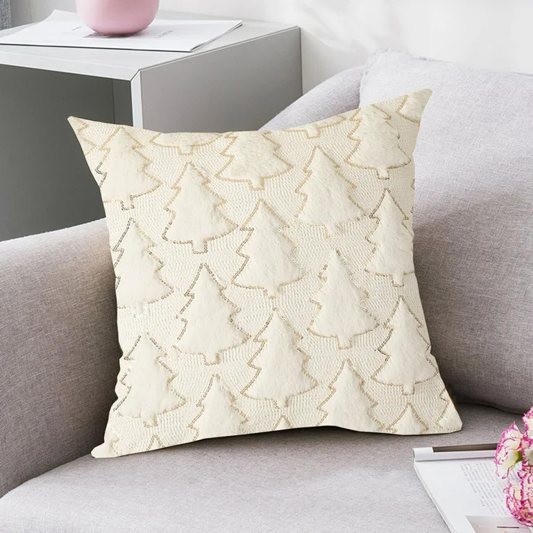 Christmas Pillow Cover - Red Green White Christmas Tree Pattern Pillow Cushion Cases for Christma... | Walmart (US)