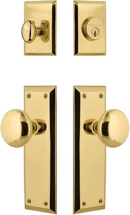 Nostalgic Warehouse New York Entry Set with New York Knob in Unlacquered Brass-2 3/8" Backset-Uni... | Amazon (US)