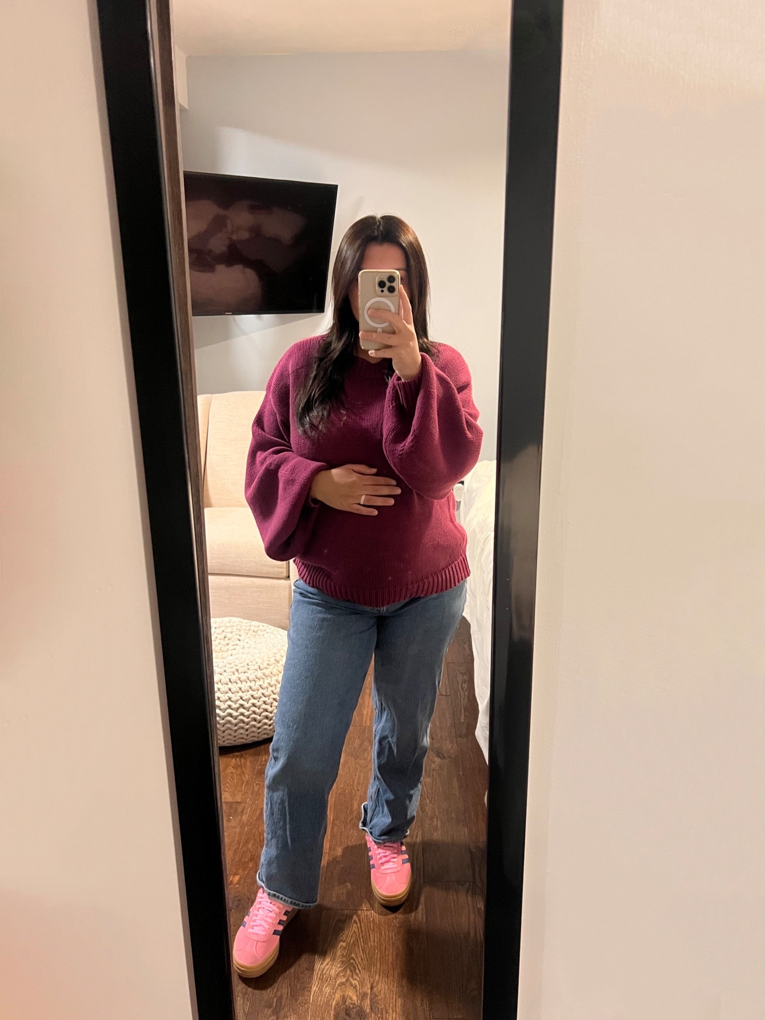 OOTD- princess Polly sweater, Abercrombie maternity, adidas shoes. Maternity friendly. Bump friendly 

#LTKFindsUnder50 #LTKFindsUnder100 #LTKBump