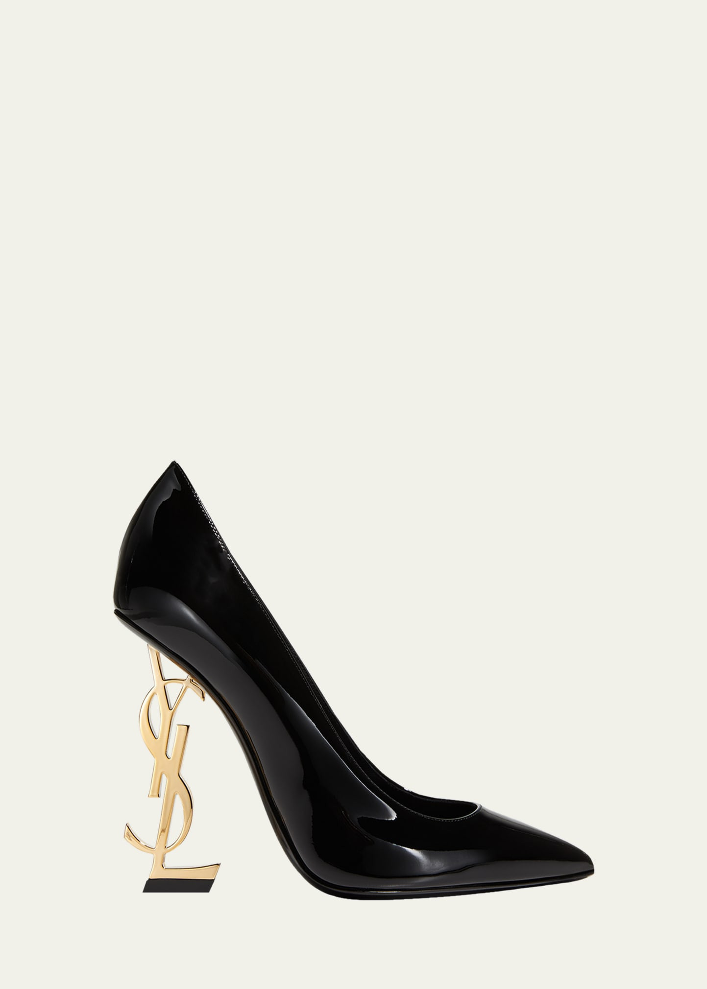 Saint Laurent 110mm Opyum YSL Patent Leather Pointed-Toe Pumps with Golden Hardware | Bergdorf Goodman
