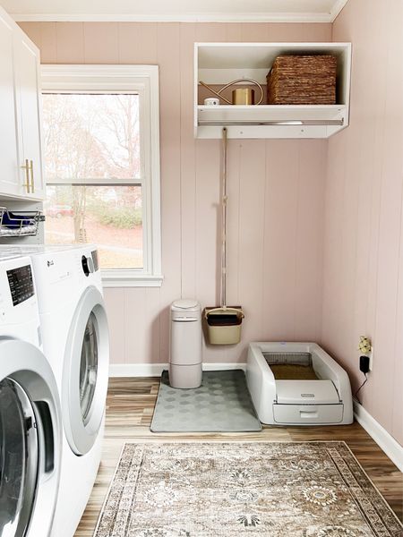 Laundry room + cat bathroom combo with self cleaning litter box and Litter Genie. 😍

#LTKhome #LTKfamily