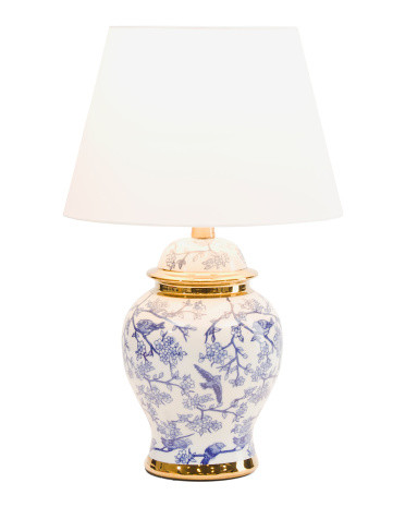 19in Chinoiserie Birds Metallic Accented Table Lamp | TJ Maxx