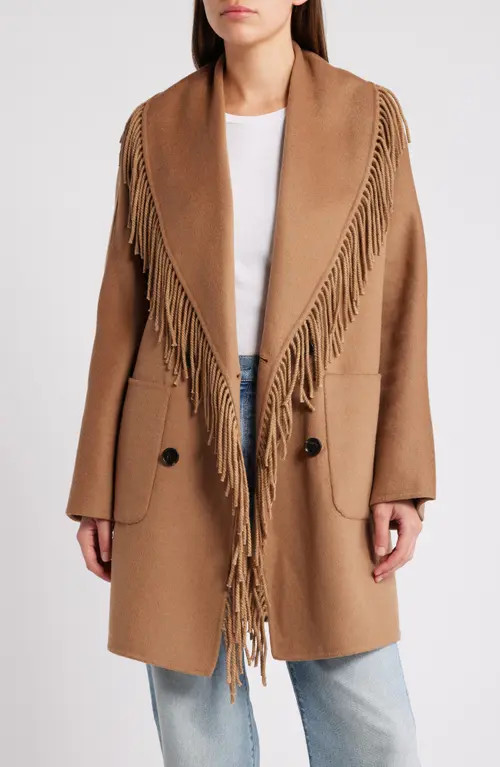 Rails Hugo Fringe Detail Wool Blend Coat in Camel at Nordstrom, Size Small | Nordstrom