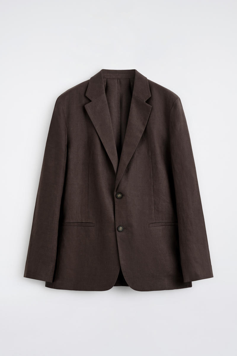 Single-Breasted Linen Blazer in Brown | COS (US)