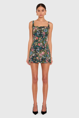 Amanda Uprichard Rhonda Romper in Antoinette in Malachite Multi - Size S | Amanda Uprichard