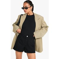 Womens High Waisted Roll Hem Denim Shorts - Black - 2 | boohoo (US & Canada)