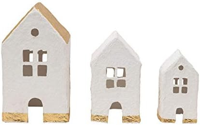 Creative Co-Op 6-1/2" 6" 12" H, 4-1/4" 5" 8" H & 4" L x 3-1/2"W x 7" H Handmade Paper Mache House... | Amazon (US)