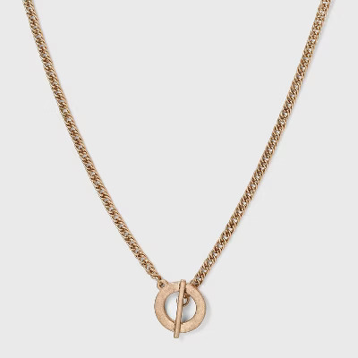 Worn Gold & Brass Toggle Pendant Chain Necklace - Universal Thread™ Gold | Target