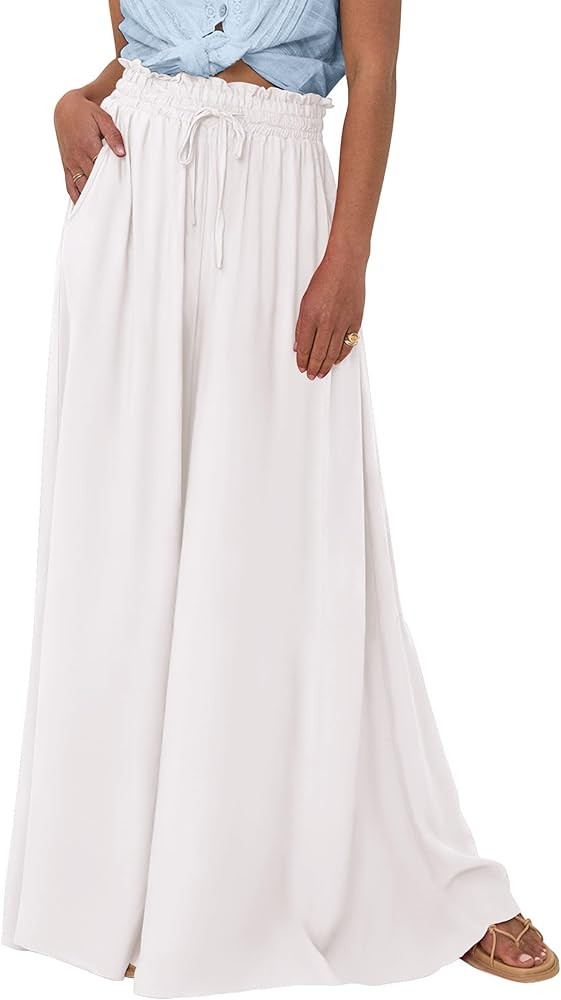 PRETTYGARDEN Women's 2026 Summer Wide Leg Palazzo Pants High Waisted Flowy Pockets Trendy Casual ... | Amazon (US)
