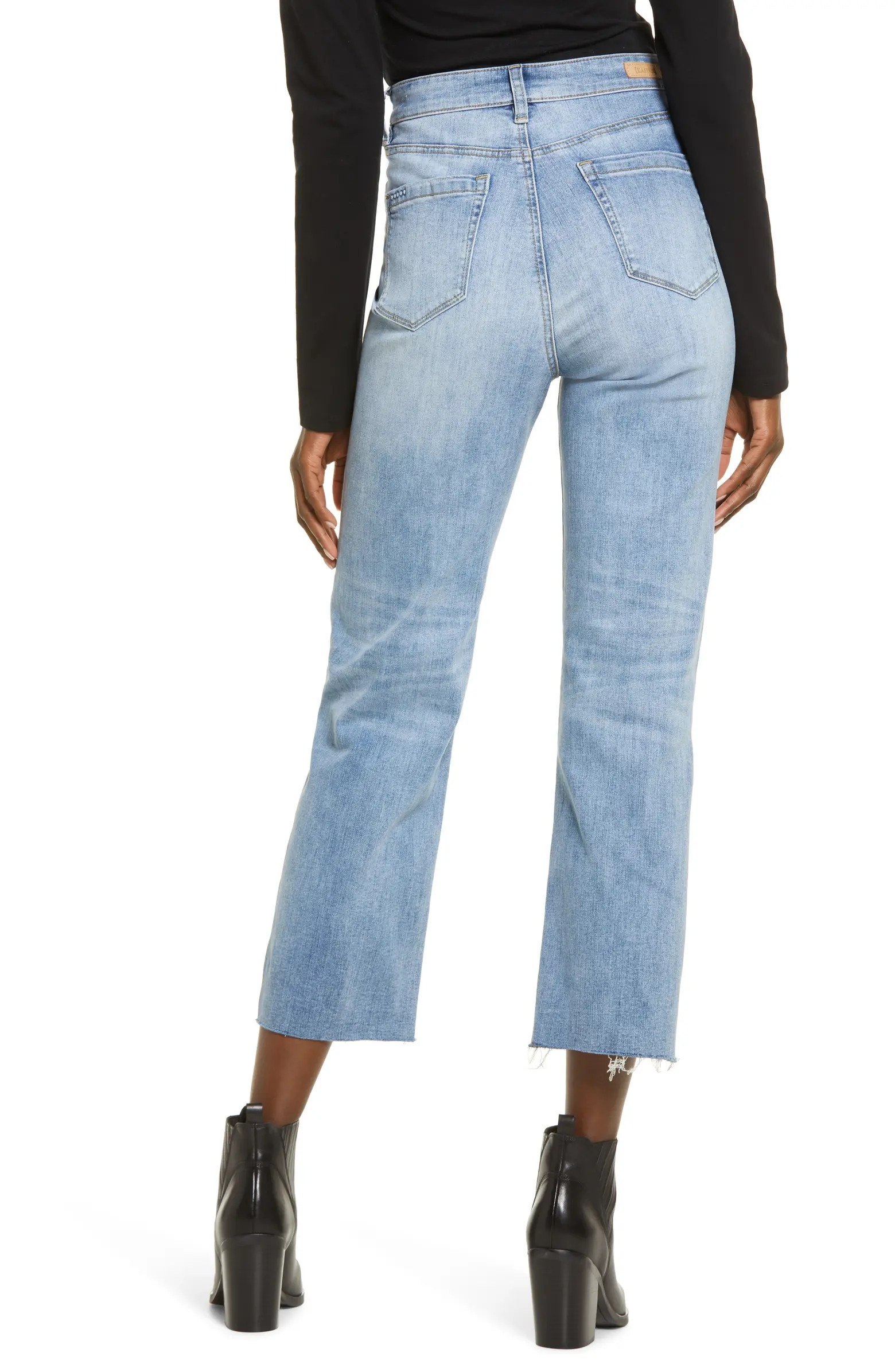Baxter Super High Waist Ripped Raw Hem Straight Leg Jeans | Nordstrom