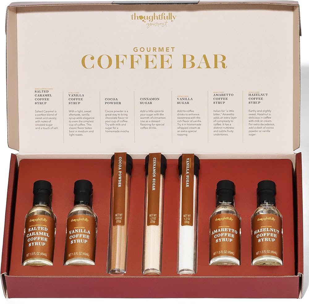 Thoughtfully Gourmet, Coffee Bar Gift Set, Includes 4 Delicious Coffee Syrups, 2 Flavored Sugars ... | Amazon (UK)
