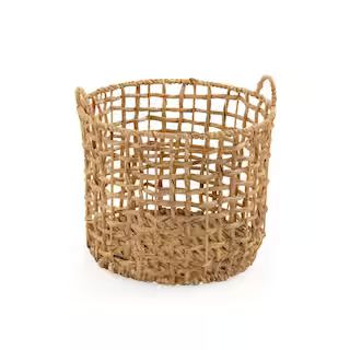 Zentique Round Handmade Wicker Sparsed Water Hyacinth Large Basket with Handles ZENGN-B21 L - The... | The Home Depot