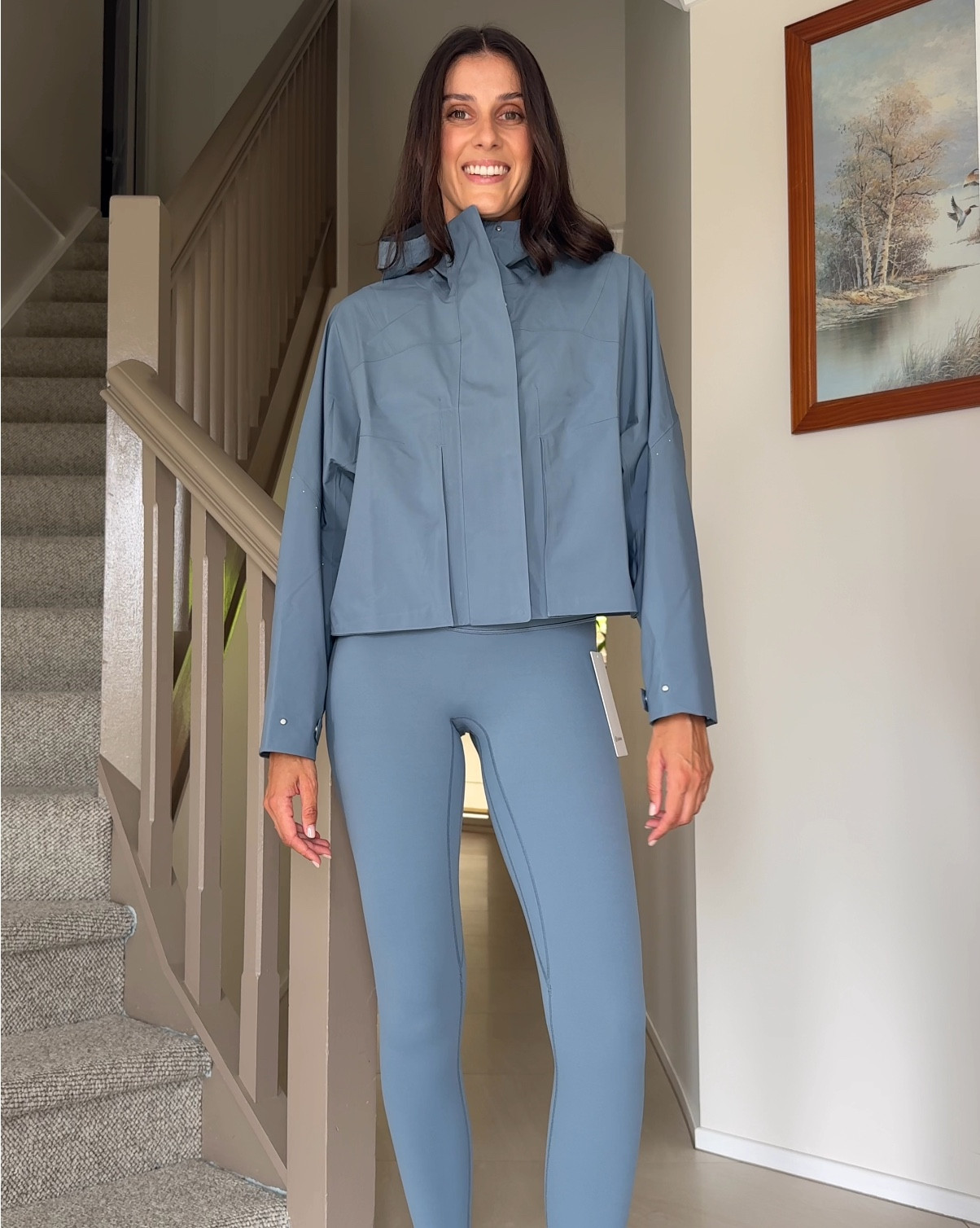New lululemon in the colourway- steel blue! Aligns, rain jacket, ebb to street tank and a new crop. Aligns I wear a size 4, jacket a 6, tank a 4 and sports bra XXS. 