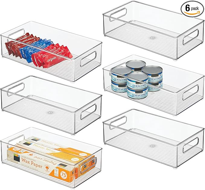 iDesign Stackable Fridge Bin - Kitchen Storage Bin for Pantry, Cabinets, or Fridge, Set of 6, Cle... | Amazon (US)