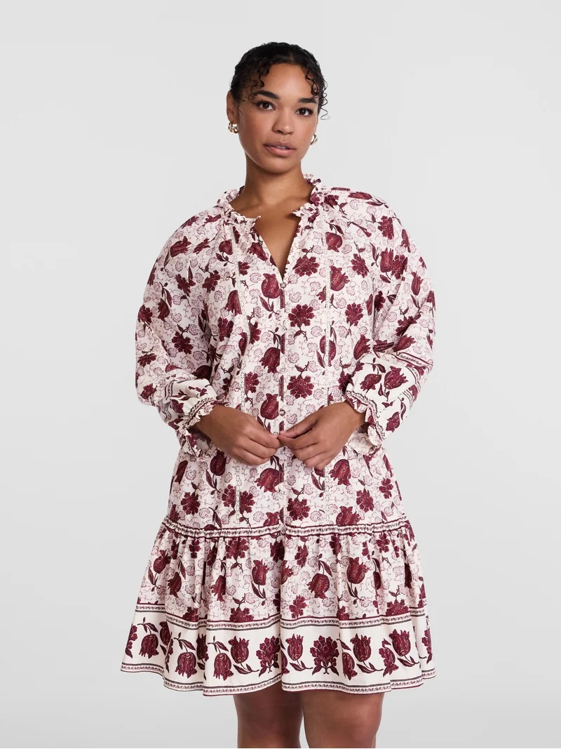 Scenario Women's and Women's Plus Tiered Hem Dress with Long Sleeves, Sizes XS-4X | Walmart (US)