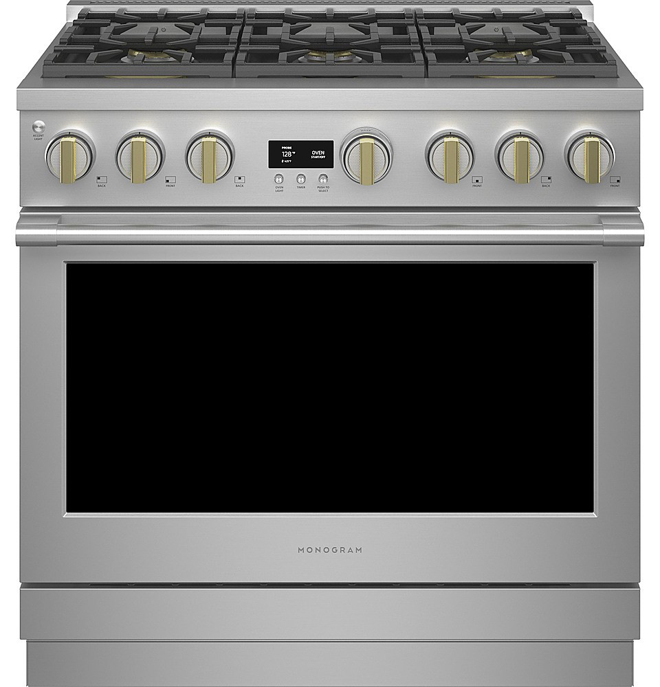 Monogram - 6.2 Cu. Ft. Freestanding Gas Convection Range with Steam Cleaning and 6 Burners - Stainless Steel | Best Buy U.S.