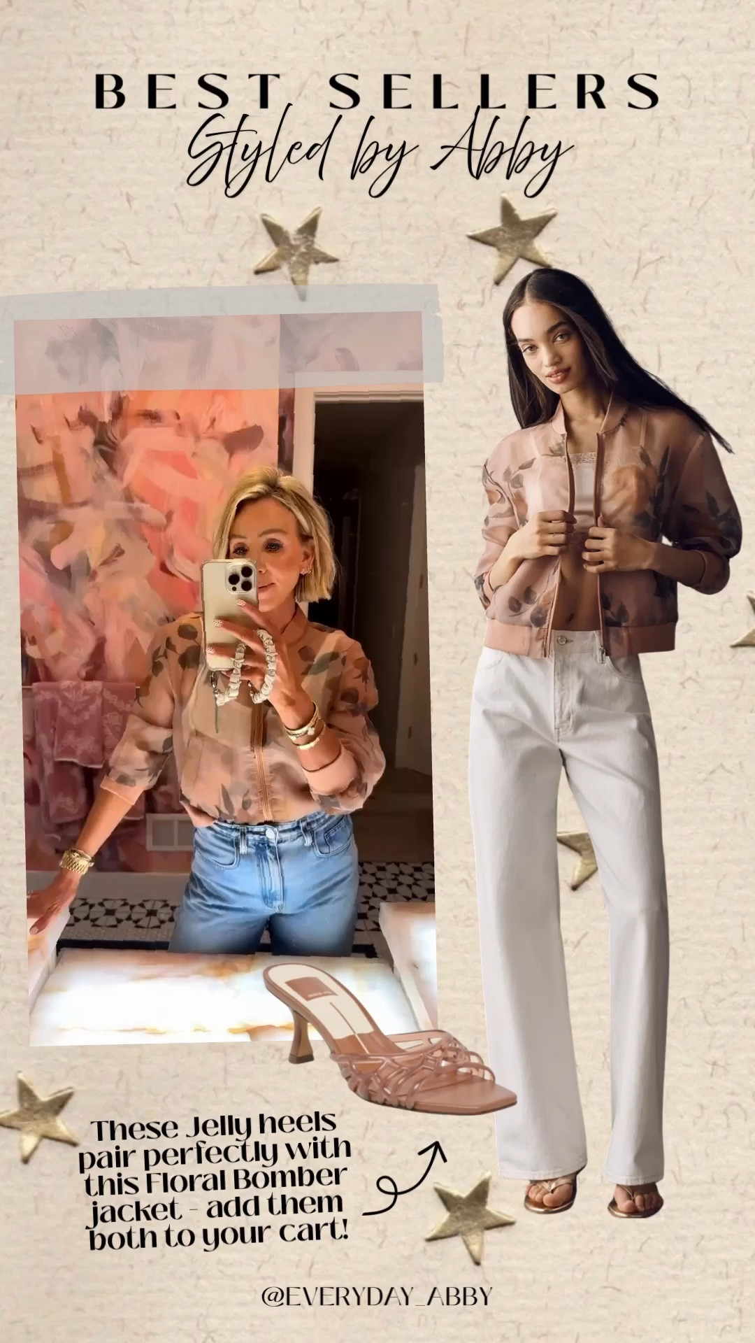 Can’t get over how perfect these jelly heels match this bomber! I would style them with white jeans and throw a white tank underneath 😍

#LTKgrwm #LTKootd