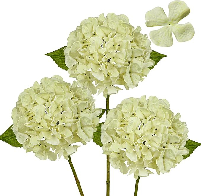 Dried Touch Hydrangeas Artificial Flowers 17" Tall Large Silk Hydrangea Stems Fake Hydrangea Arra... | Amazon (US)