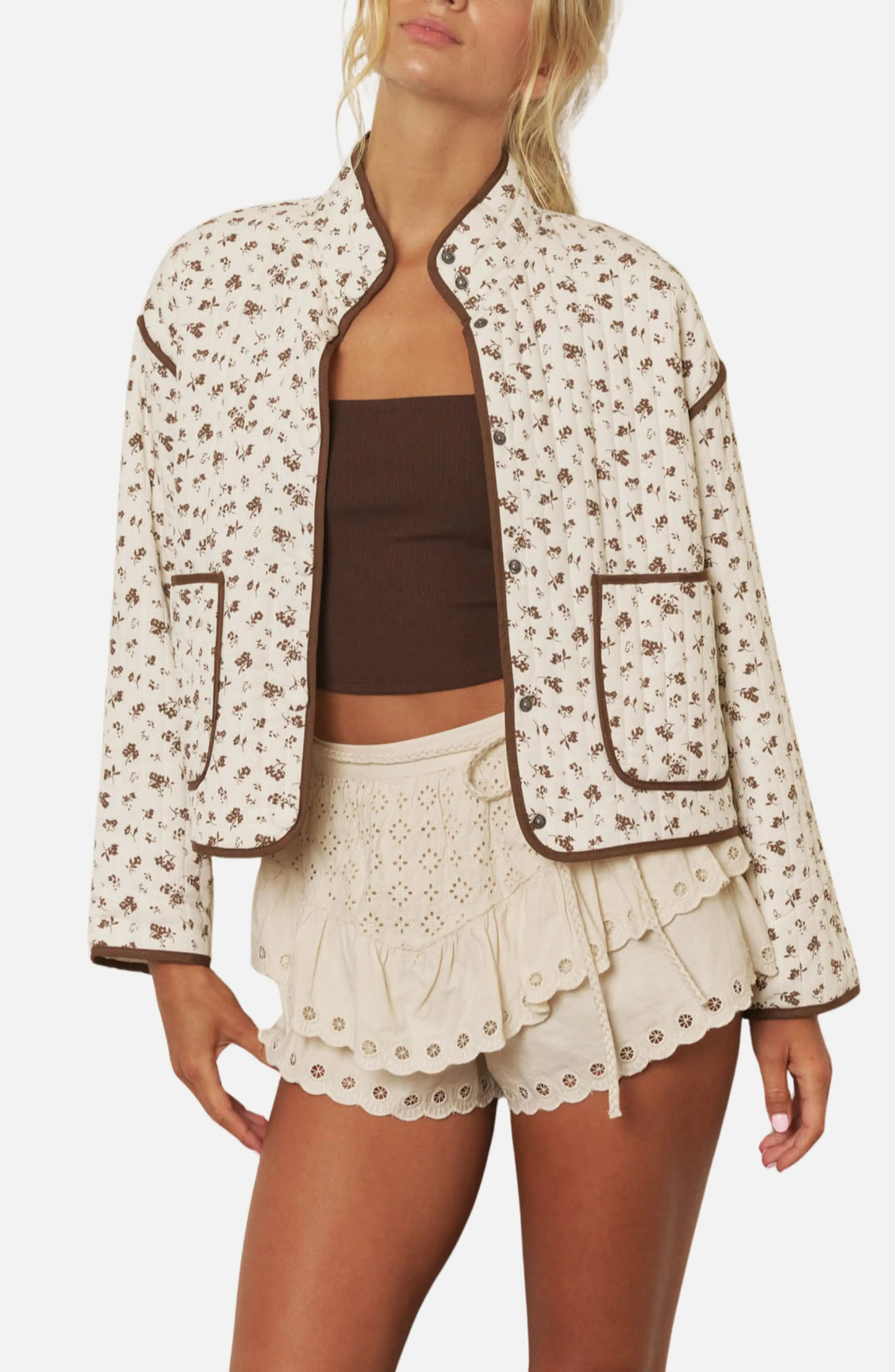 Blu Pepper Quilted Jacket in Cream at Nordstrom Rack, Size Large | Nordstrom Rack