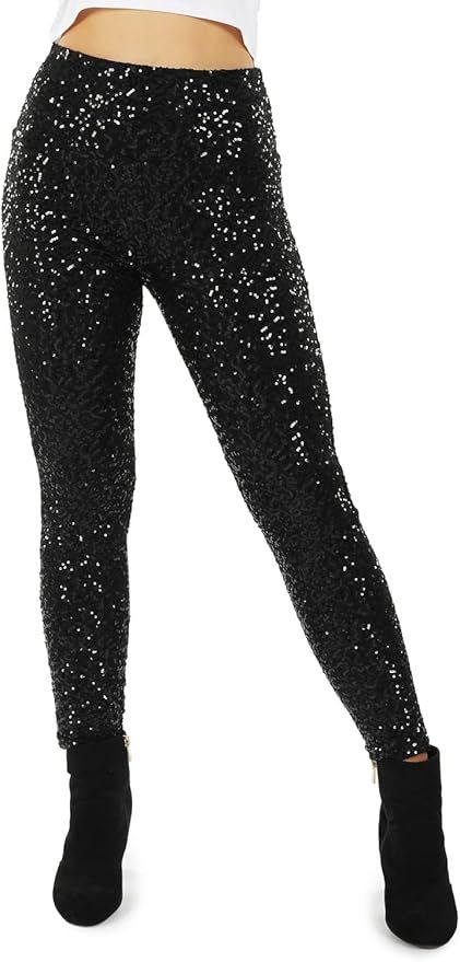 Tipsy Elves Shiny Sequin Leggings for Women for Holiday Outfits and Beyond | Amazon (US)