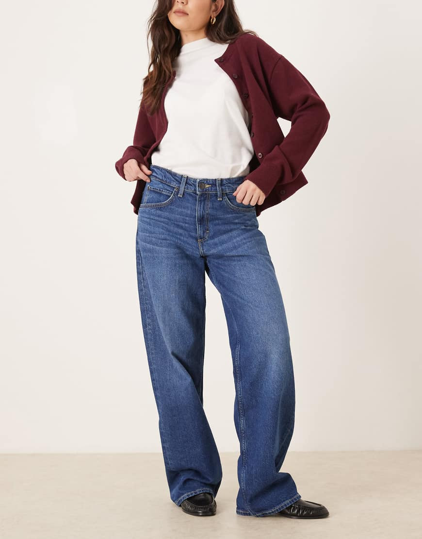 Lee Rider loose wide leg jeans in dark wash blue | ASOS (Global)
