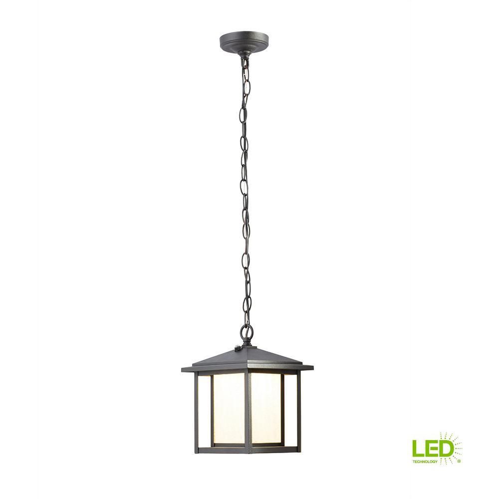 Black Outdoor Dusk to Dawn Hanging Lantern | The Home Depot