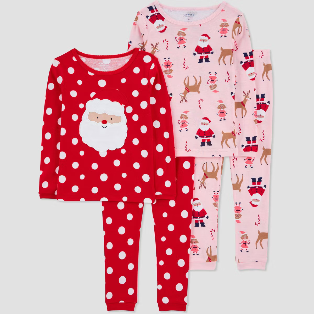 Carter's Just One You® Toddler Girls' 4pc Snug Fit Cotton Long Sleeve Santa Christmas Pajama Set... | Target