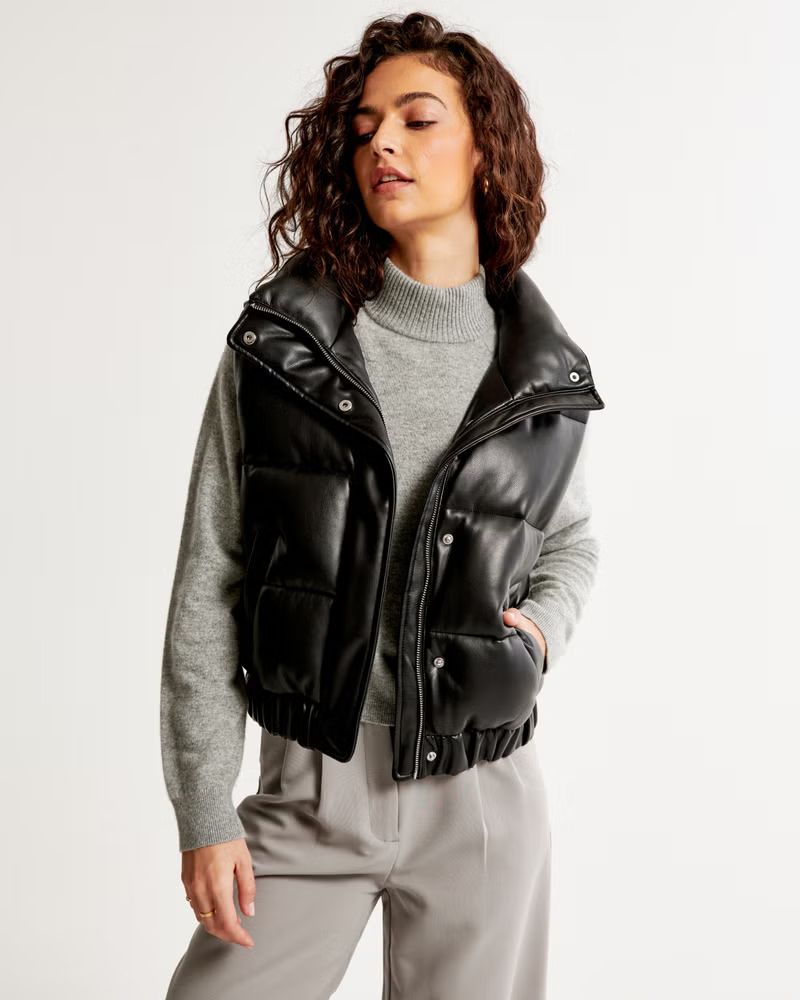 Women's Vegan Leather Ultra Puffer Vest | Women's Coats & Jackets | Abercrombie.com | Abercrombie & Fitch (US)