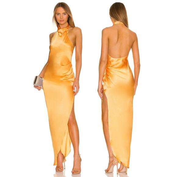 Amanda Uprichard Samba Gown 100% Silk Halter Party Formal Cocktail Holidays XS | Poshmark