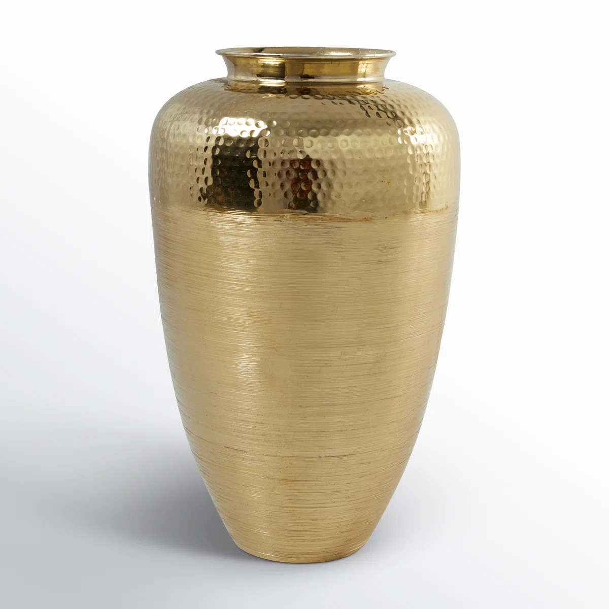 Aluminum Metal Brushed Decorative Gold Vase with Hammered Top | Wayfair North America