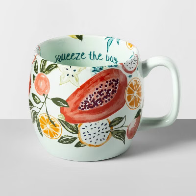 17oz Stoneware Squeeze The Day Kira Mug Green - Opalhouse™ | Target