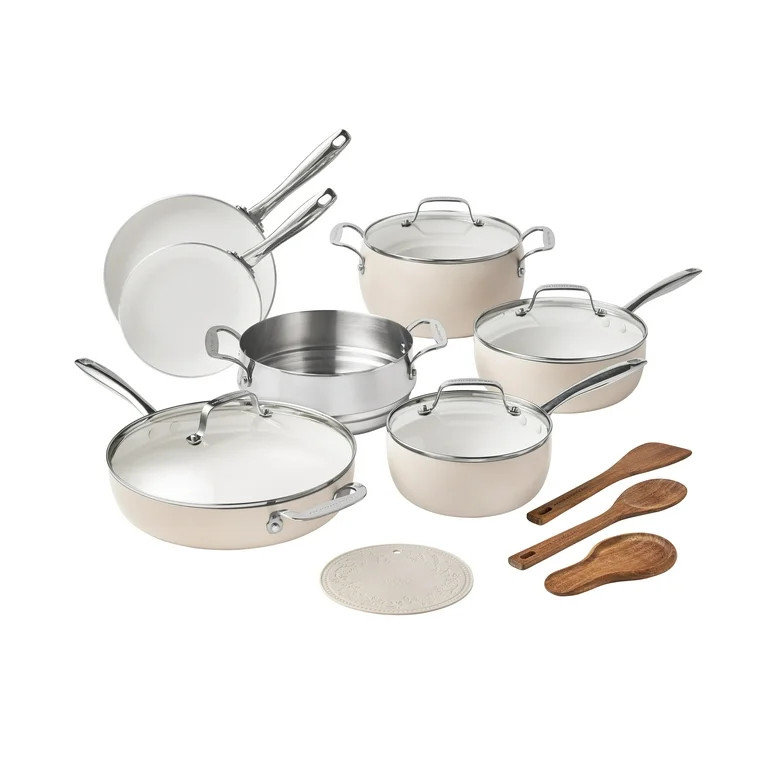 The Pioneer Woman Harlow Juego de Utensilios de Cocina de 15 Piezas, Juego de Ollas y Sartenes An... | Walmart (US)
