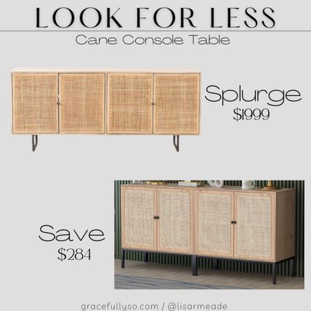 Home look for less - designer inspired - dupe - home decor - home - furniture - pottery barn - cane console - media cabinet - sideboard - living room - dining room - entertainment - amazon - Walmart 