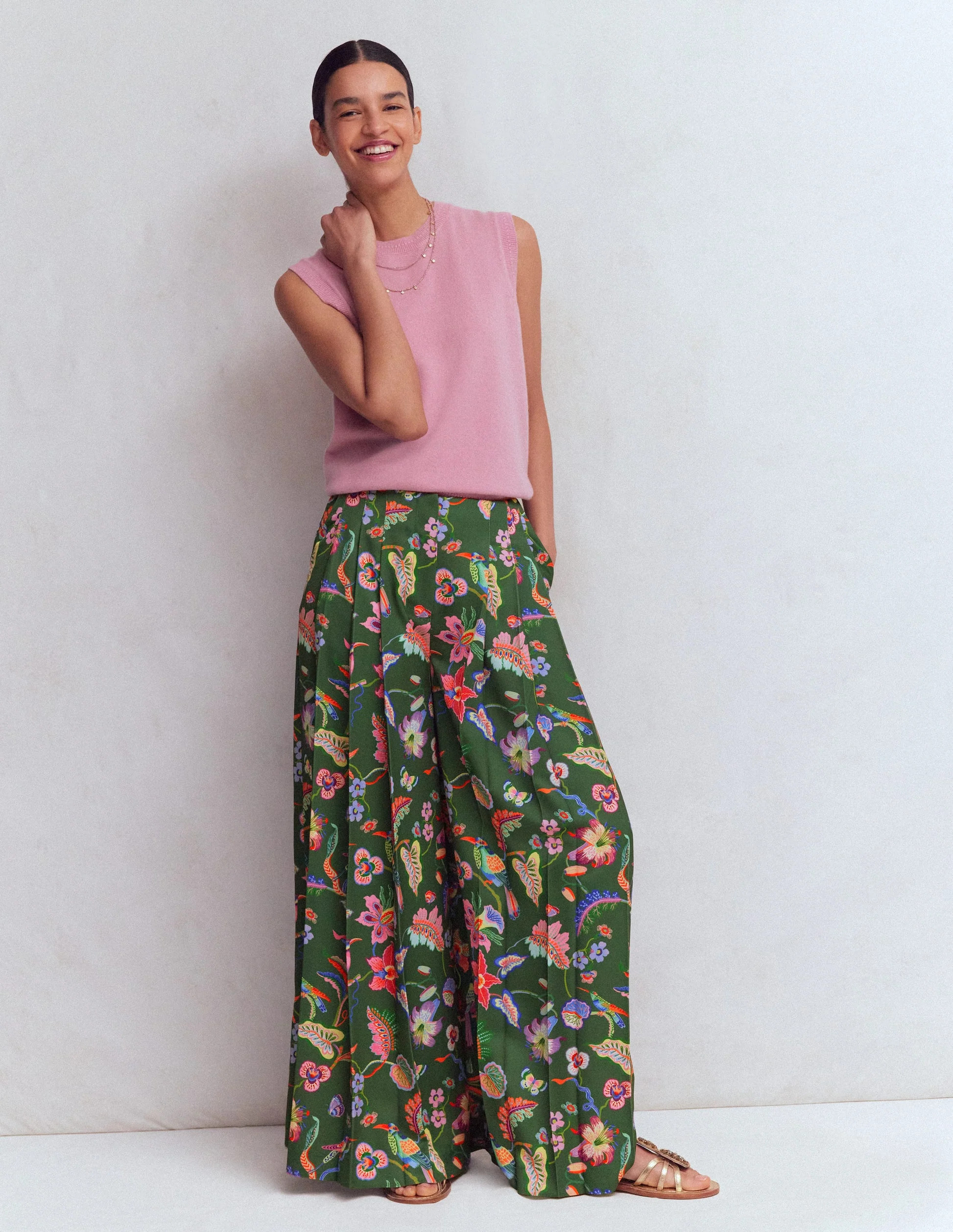 Regent Wide Leg Pants-Multi, Orchid Canopy | Boden (US)