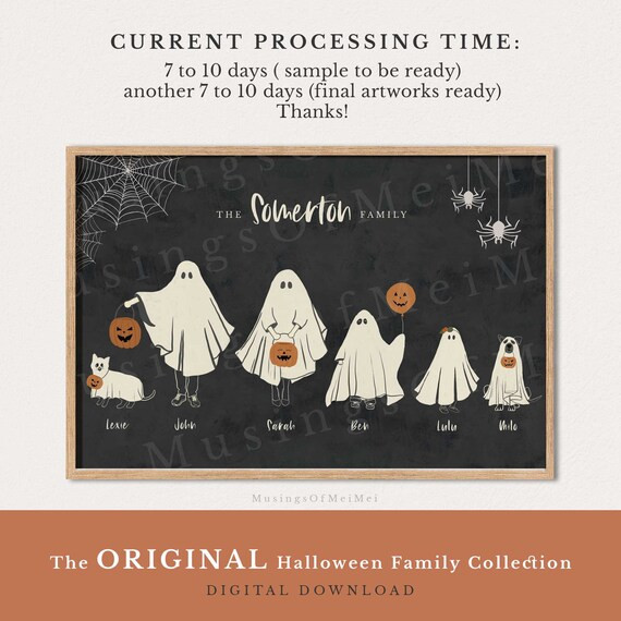 Halloween Family Portrait Personalized Family Print - Etsy | Etsy (US)