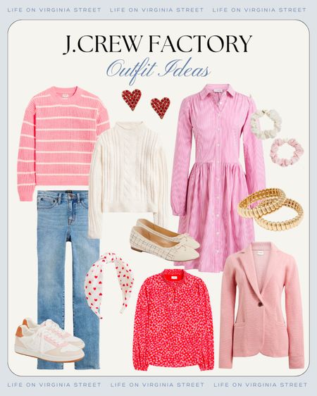 If you’re in the hunt for a cute February or Valentine’s day outfit, I’m loving these new arrivals from J Crew Factory! Includes a pink striped sweater, pinks striped shirt dress, cozy ivory sweater, pink sweater blazer, tweed ballet flats, heart earrings, cute pink sneakers, cute accessories and more. And they’re all on sale today!
.
#ltksalealert #ltkfindsunder50 #ltkshoecrush #ltkfindsunder100 #ltkworkwear #ltkstyletip #ltkhome #ltkover40 #ltkmidsize cute pink outfits 

#LTKshoecrush #LTKsalealert #LTKfindsunder50