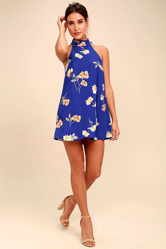 Darling Dearest Royal Blue Floral Print Swing Dress | Lulus (US)
