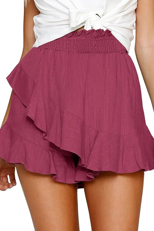 FRTROIN Skorts Skirts for Women Mini Wrap Skirt Beach Flowy Linen Cotton High Waisted Shorts for ... | Amazon (US)