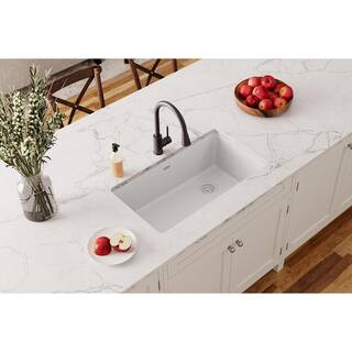 Quartz Classic White Quartz 33 in. Single Bowl Undermount Kitchen Sink | The Home Depot
