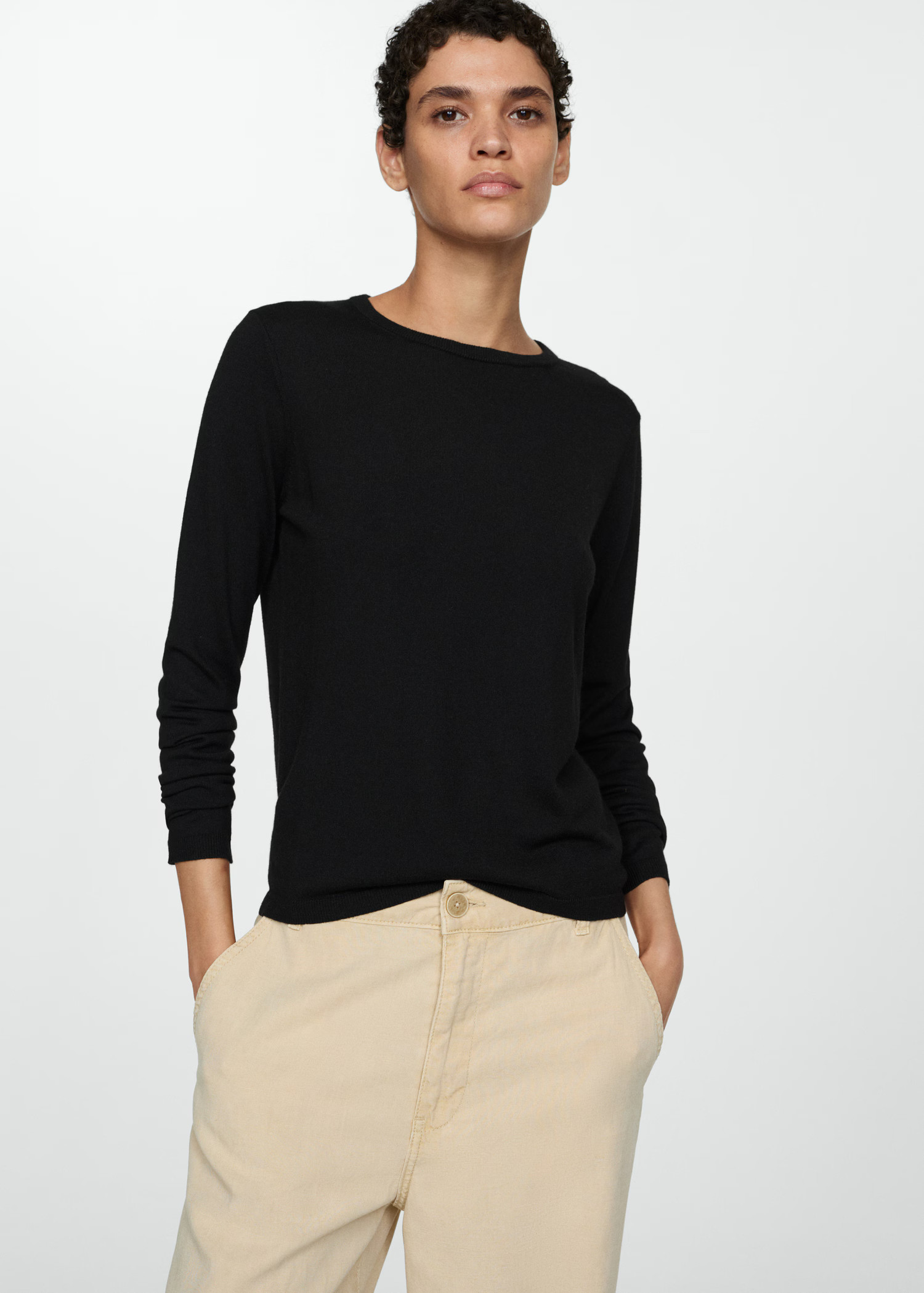 Fine-knit crew-neck sweater - Women | MANGO United Kingdom | MANGO (UK)