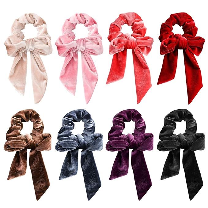 Bowknot Hair Scrunchies, Velvet Elastic Hair Bands Scrunchy Hair Ties 2 in 1 Vintage Hair Accesso... | Amazon (US)