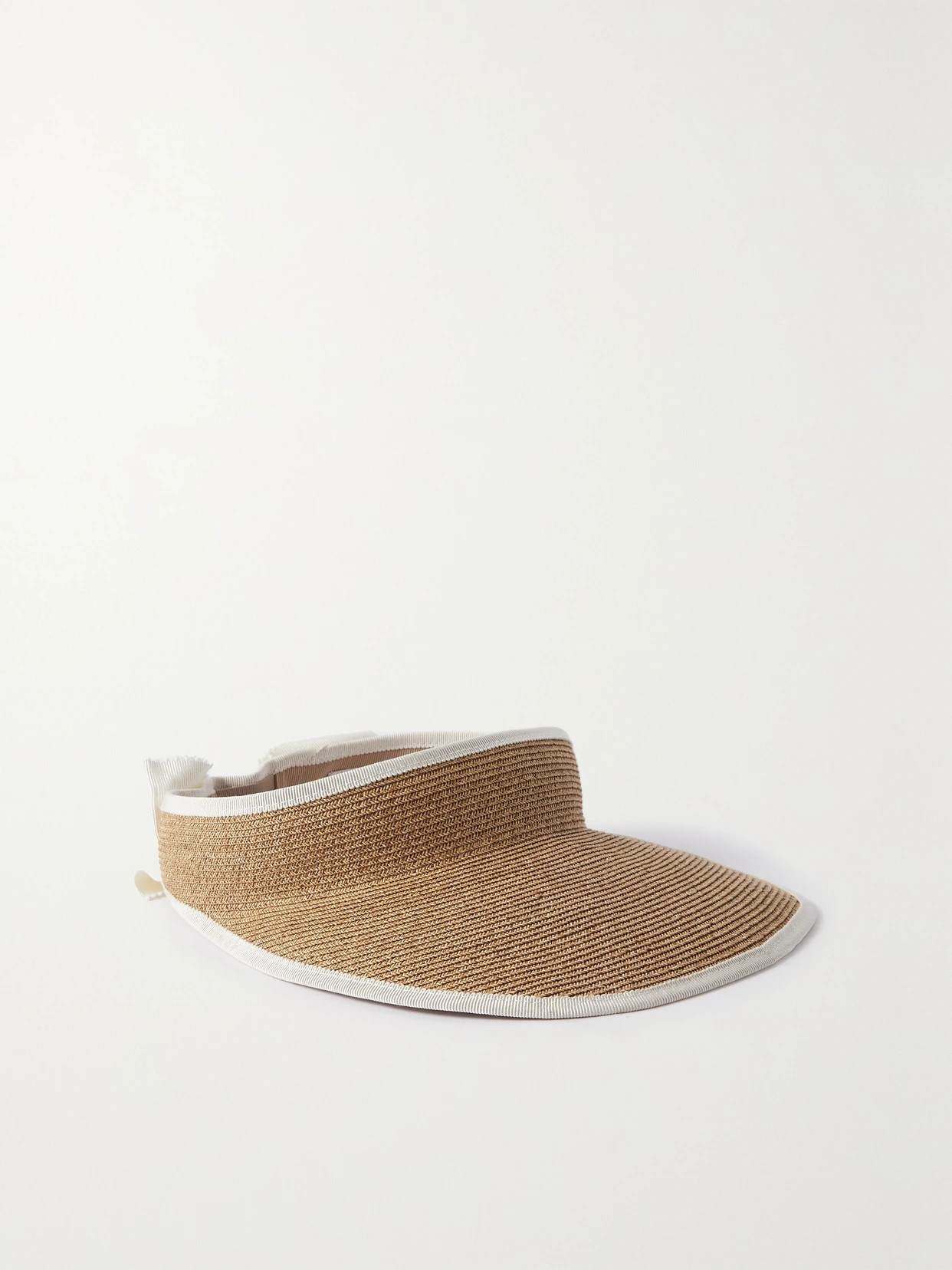 Roger Vivier - Embellished Grosgrain-trimmed Straw Visor - Neutrals | NET-A-PORTER (US)