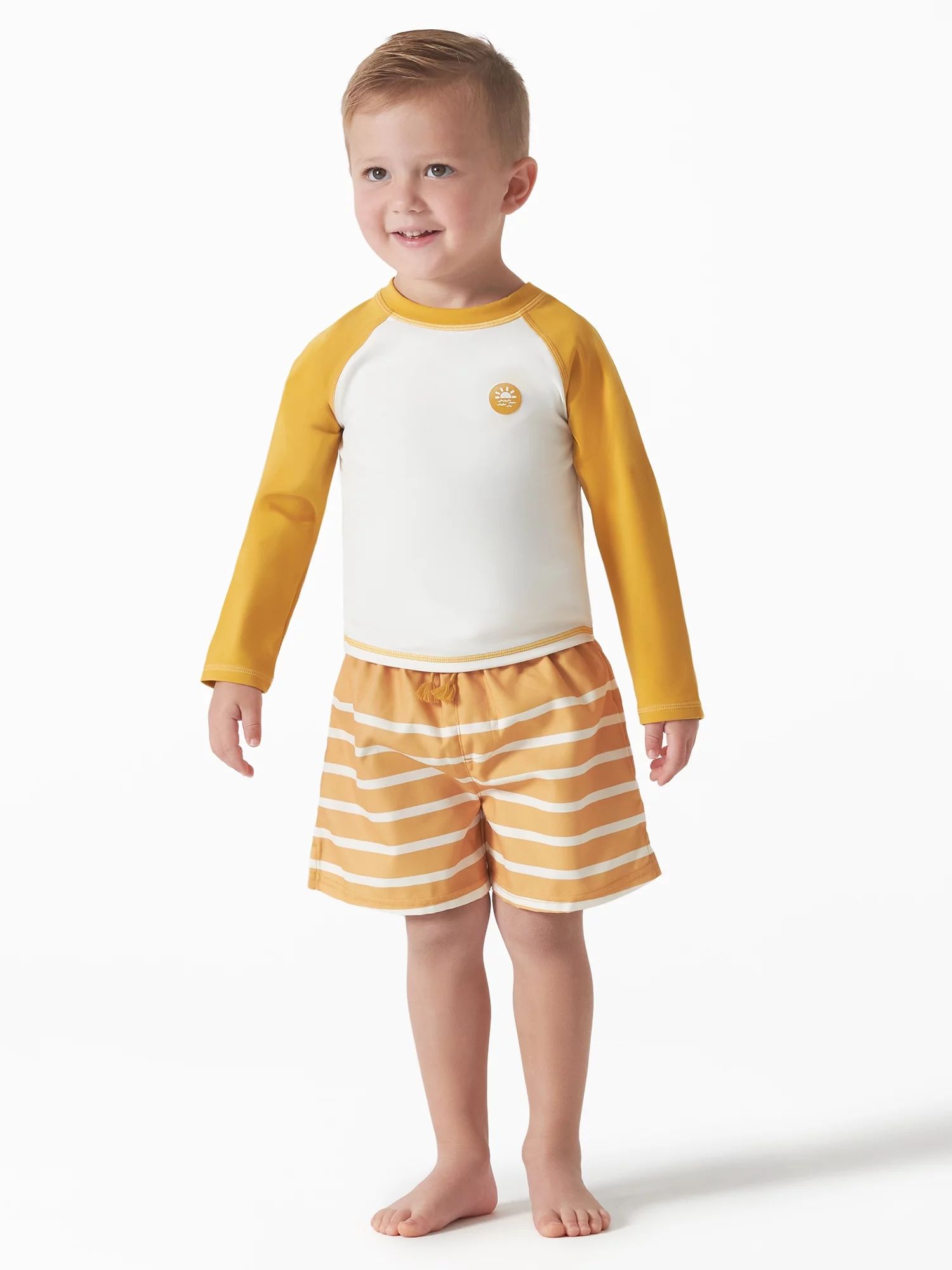 Modern Moments by Gerber Baby and Toddler Boys Long Sleeve Rash Guard and Swim Trunks Set with UP... | Walmart (US)