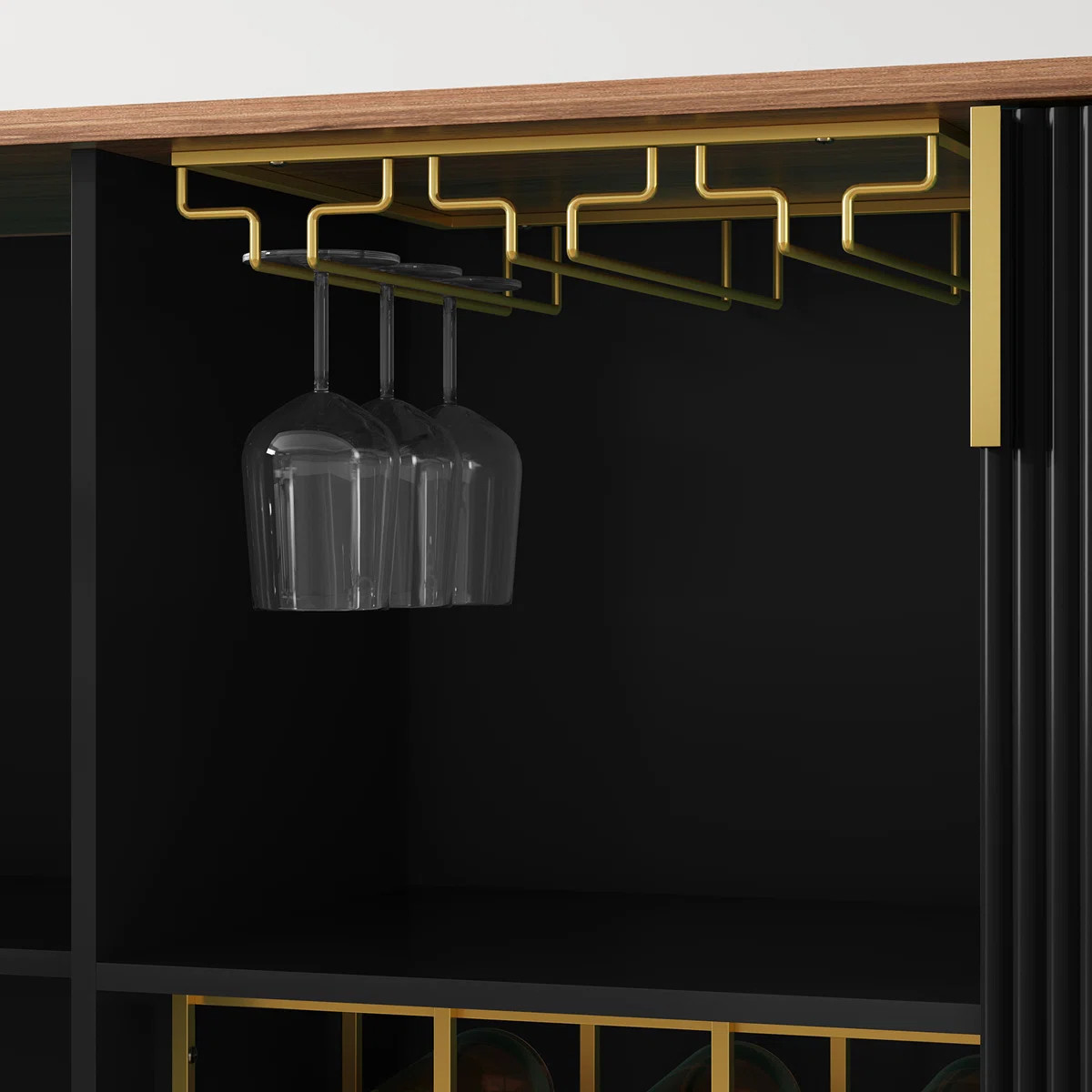 47.2'' Modern Bar Cabinet with Wine Racks and Storage Multi-purpose Home Bar & Liquor Bar,Black | Wayfair North America