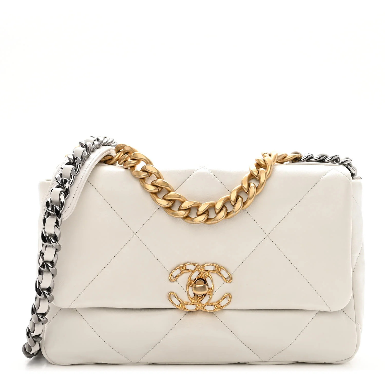 Goatskin Quilted Medium Chanel 19 Flap White | FASHIONPHILE (US)