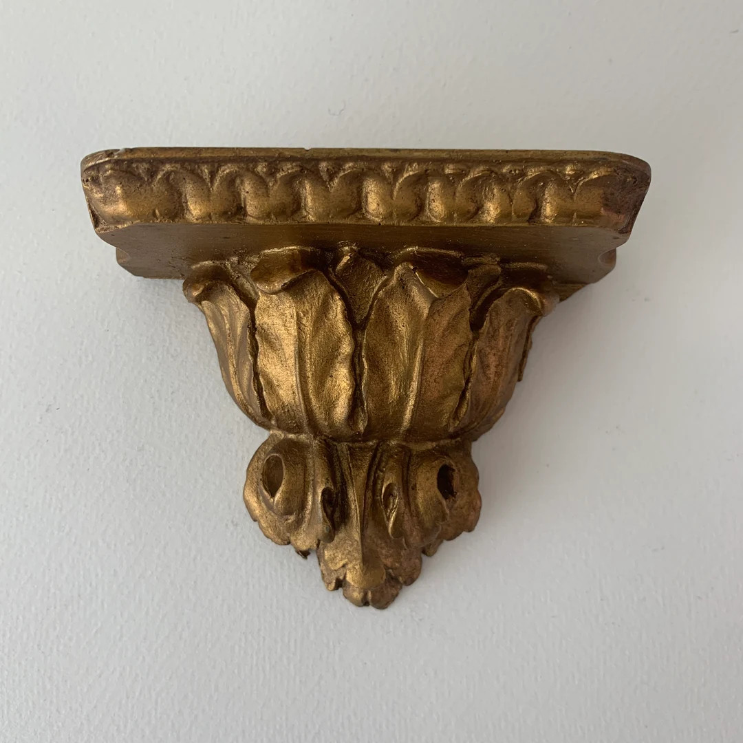 Small classic  Pedestal with floral ornaments, gypsum in gold color | Etsy (US)