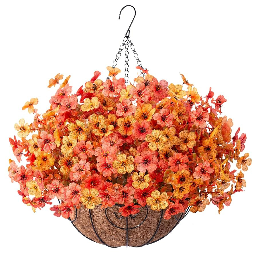 Artificial Flowers with Hanging Basket Planter for Home Decoration, Daisy with Eucalyptus Leaves ... | Amazon (US)